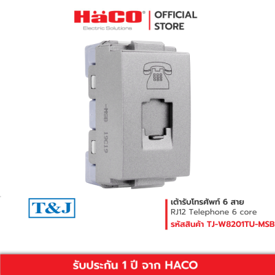 HACO เต้ารับโทรศัพท์ เต้ารับ 6 สาย 6P/4C สี แมทท์เกรย์ รุ่น Quattro W8201TU-MSB