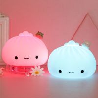 Bun Cute LED Night Light Cartoon Dumpling for kids Bedroom Holiday Home Decoration Soft Lamp Christmas Children Gifts Night Lights