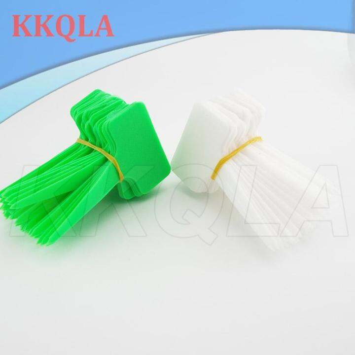 qkkqla-50pcs-10cm-plastic-pvc-plant-t-tags-labels-flower-pots-waterproof-markers-herbs-garden-tools-supplies