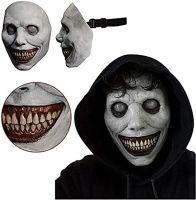 Halloween Happy Exorcist Mask Smile White Eyed Demon Headgear Terror Latex Mask Halloween Party Supplies COS Costume Dressing