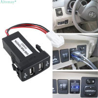 Aitemay ที่ชาร์จโทรศัพท์ในรถยนต์แบบ USB 2ช่อง,เครื่องแปลงไฟ12V 24V เป็น5V 2.1A 2พอร์ต USB 2.0สำหรับรถยนต์โตโยต้า