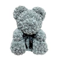 4025cmRose Bear Foam Rose Artificial Flower Teddy Bear Mold Wedding Valentines Day DIY Gifts Silver Ring Projection Necklace