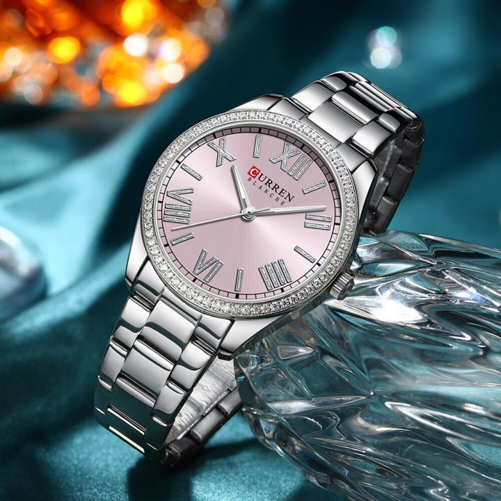 นาฬิกาควอตซ์สำหรับผู้หญิง-kado-pacar-นาฬิกาควอตซ์นาฬิกากันน้ำวันที่ทำจากสเตนเลส