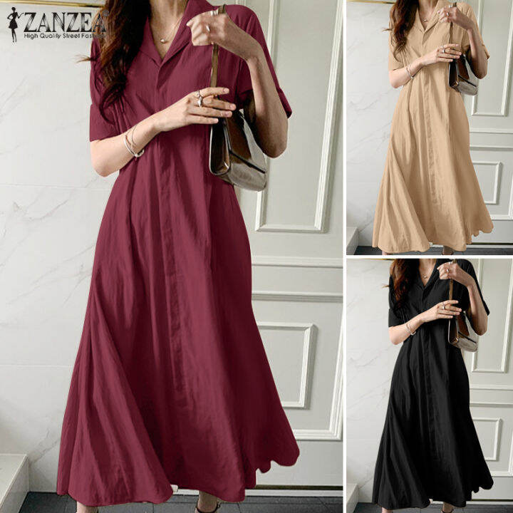 สินค้ามาใหม่-จัดส่งฟรี-fancystyle-zanzea-เสื้อสไตล์เกาหลีของผู้หญิงชุดเดรสปกแขนสั้นชุดทำงาน-sundress-10