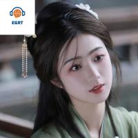 EGRT หรูหราสุดหรู วินเทจ Hanfu ตกแต่ง ผีเสื้อรูปผีเสื้อ สง่างามเรียบหรู พู่ห้อยคอ ดอกไม้ประดับดอกไม้ ส้อมผมสไตล์จีน แท่งติดผมโบราณ กิ๊บติดผมประดับพู่สำหรับผู้หญิง ผ้าโพกศีรษะ