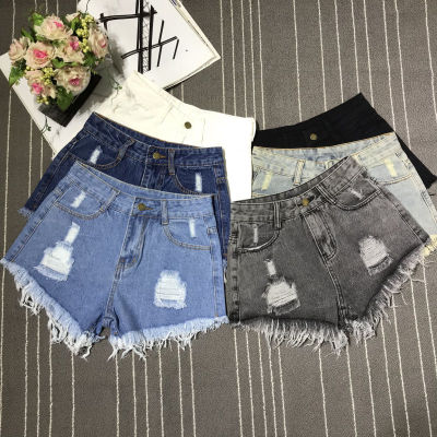 2023 sexy summer denim shorts women high waist denim shorts women loose hole denim shorts and pocket casual