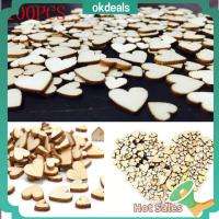 OKDEALS 100PCS ผสม การตกแต่ง DIY หัวใจรักไม้ กระจายตาราง อุปกรณ์งานฝีมือ ตกแต่งงานแต่งงาน