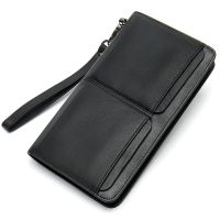 ZZOOI Luxury Real Leather Wallets Long Men Women Big Purse Clutch Genuine Leather Wrist Wallet Business Male Cellphone Money Coin Bag