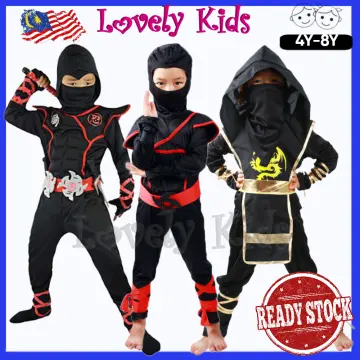 Boy's Ninja Costume Halloween Kids Black Ninja Outfit, Dragon