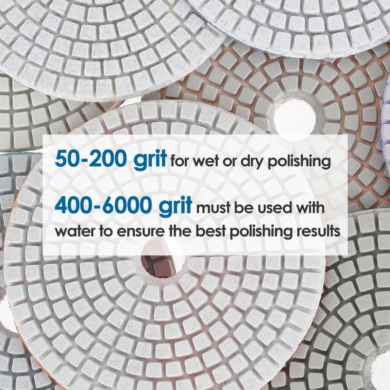 EIDQJ 12Pcs Diamond Polishing Pads 4inch Granite Polishing Kit with 50-6000  Grit Polishing Pad and Backer Pad Wet/Dry Diamond Sanding Pads Diamond  Polishing Pads Lazada