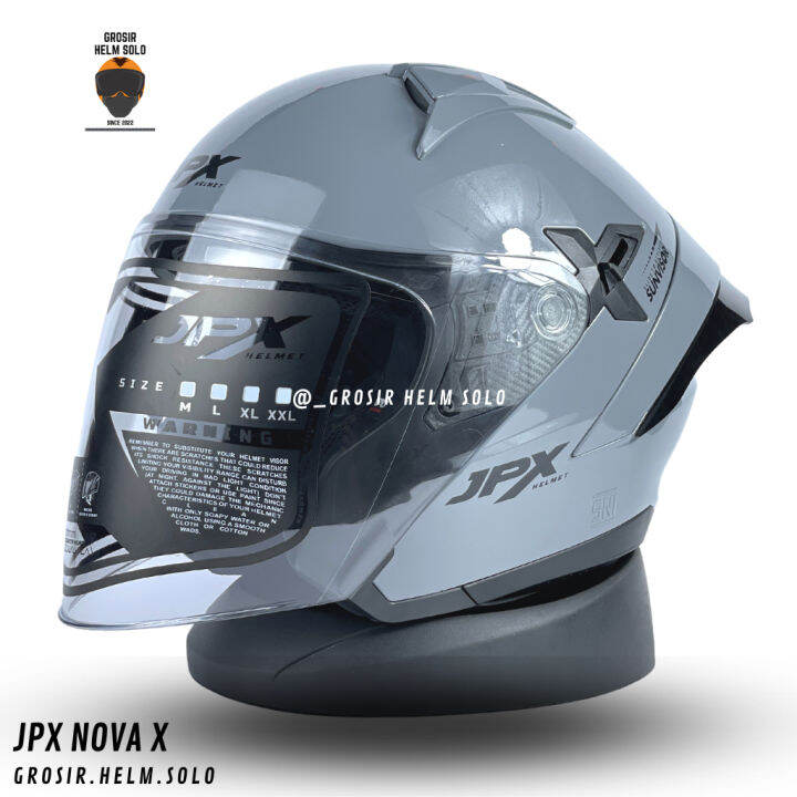 HELM HALF FACE JPX NOVAX DOBEL VISOR WARNA SOLID DOT SNI Lazada