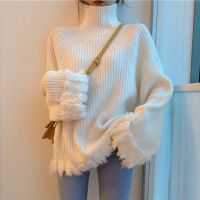 ♞◆♟ Knitted Turtleneck Sweater Women Winter Warm Pullover Sweater Casual High Street Patchwork Designer Korean Sweater Women 2020