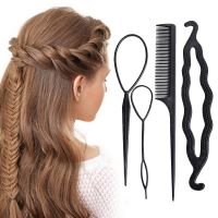 【CW】 4Pcs/Set Colorful French Braid Hair Bands Tail Comb Plastic Pin Braiding Combs for Styling