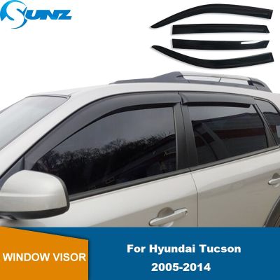 คิ้วกระจกรถข้างสำหรับ Hyundai Tucson 2005 2006 2007 2008 2009 2010 2011 2012 2013 2014 4ชิ้นที่บังแดดหน้ารถยนต์ที่กันสภาพอากาศ