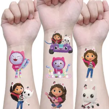 Gabby Dollhouse Tattoo Stickers Kids Favors Cats Stickers Birthday Party  Sticker Waterproof Baby Shower Party Girl Gift Supplies