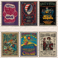 Grateful Dead Vintage Retro โปสเตอร์สำหรับตกแต่งบ้านคุณภาพสูงคราฟท์ผ้าใบ Wall Art เหมาะสำหรับคนรักดนตรี0822