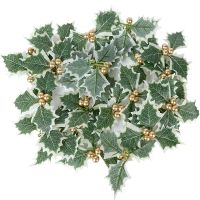Artificial Holly Berries with Leaves for Christmas Wreath Wedding Flower Arrangement Gift Scrapbooking Decor Fake Berries 5/6cm