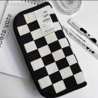 ❈ Large Capacity Pencil Case Simple Checkerboard Lattice Pencil Bag Stationery Student Canvas Estuche Multifuncional Lapices