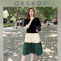 QXshop ราคาดี⚡ เสื้อแฟชั่นผู้หญิง ชุดกระโปรง ดีไซน์สีตัดคือดีมาก สวมใส่สบาย ผ้าดีมาก สี3สไตล์ให้เลือกรีบกดสั่งเลยนะสาวๆ?