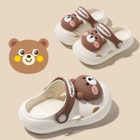 Little Deer Millie Summer New Style Cute Cartoon Bear Anti-Slip Outdoor Hole Shoes Boys Girls Soft Sole Slippers