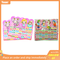 【Youer】 1แผ่นที่มีสีสันเด็กคริสตัลสติ๊กต่างหูสติกเกอร์เด็กเครื่องประดับปาร์ตี้ของเล่นของขวัญแฟชั่น