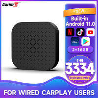 CarlinKit Ai Box ระบบ11.0แอนดรอยด์อิสระเล่นกล่องทีวีวิดีโอรถยนต์2 + 16GB-CarPlay ไร้สายและ Android อะแดปเตอร์3 In 1สำหรับรถยนต์มัลติมีเดียแบบมีสาย CarPlay