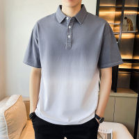 Design Polo Shirt Mens Short-Sleeved Summer New Mens Gradient Short-Sleeved T-Shirt Ins Loose Lapels Mens Half Sleeve Wear