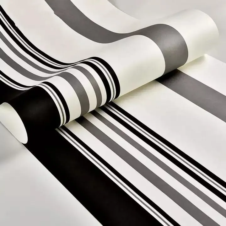 Black and White Stripe Elegant Design Wallsticker 1 Roll Measures 10meter  by 45cm Sticker Home Decor