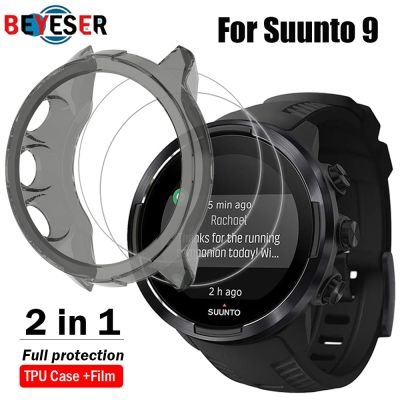 2+1 Protector Case + Screen Protector Film for Suunto 9 smart watch Soft TPU Protective Case Cover Shell Tempered Glass Film Cases Cases