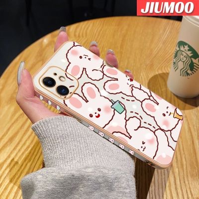 เคส JIUMOO สำหรับ iPhone 11 Pro 11 Pro Max เคสลายการ์ตูนน่ารักลายกระต่ายดีไซน์ใหม่ชุบหรูหราเคสซิลิโคนแบบนิ่มเคสกันกระแทกป้องกันคลุมทั้งหมดเลนส์กล้องถ่ายรูป