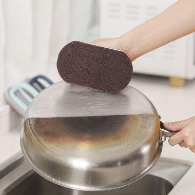 【hot】㍿  emery Sponge Pot decontamination cleaning with Handle Reusable Washable Eraser Cleaner Rust Cleaning