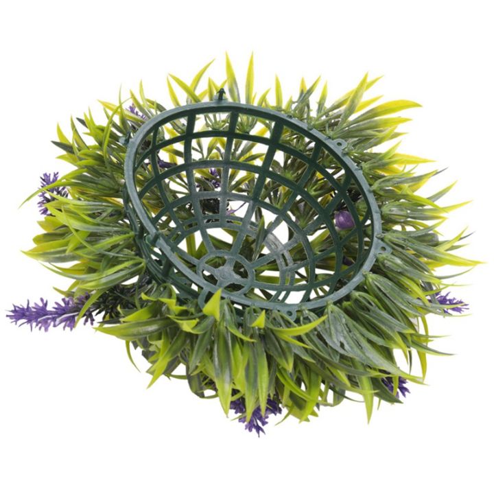 2x-hanging-topiary-ball-lavender-artificial-garden-flower-plant-decor-basket-25cm