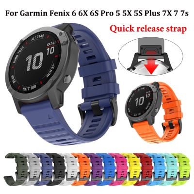 ฮูดดี้✎22ซิลิโคน26มม.นาฬิกาสมาร์ทนาฬิกาสำหรับ Garmin Fenix 6 6S 6X 7X 7 Pro 5 5X 5S 3HR 955 Quick Release สาย Fenix7X Fenix7สายรัดข้อมือ