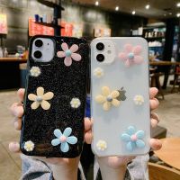 ❈ Fashion Glitter Flower Phone Case For iPhone 13 Pro Max 12 Mini 11Pro X XR XS Max 7 8 7Plus Clear Soft Silicone Cover Girl Gift