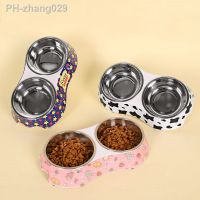 Stainless Steel 2-in-1 Pet Bowl Food Bowl Cat Bowl Non slip Pet Bowl Feeding and Drinking Cat Supplies Dog Bowl