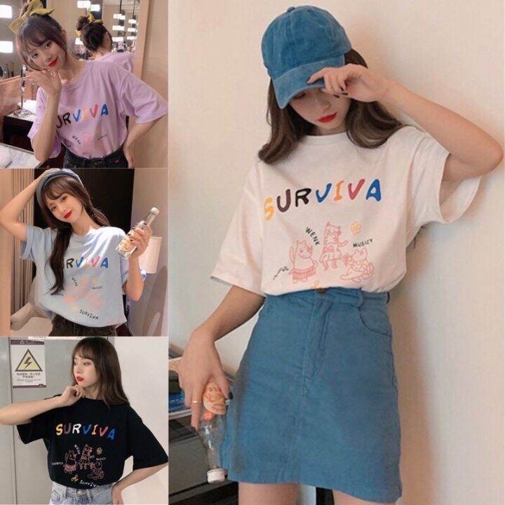 พร้อมส่ง-เสื้อยืดแขนสั้น-ผ้านิ่ม-no-206