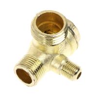 Male Thread 3 Way Metal Air Compressor Check Valve Gold Tone