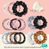 TheSkincare.TH | SLIP Crystal Scrunchies Set ยางรัดผมปักคริสตัล ไหมมัลเบอรี่แท้ 100% เกรดพรีเมียม นุ่มถนอมเส้นผม