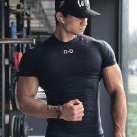 Brand Men Running T shirt GYM Shirt Bodybuilding Fitness Short Sleeve Sport T Shirt Mens Casual Print Slim Outdoor Tee Tops