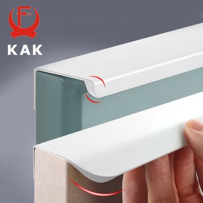 KAK White Hidden Cabinet Pulls Drawer Knobs Customizable Long Furniture Handles Aluminum Alloy Kitchen Cupboard Door Hardware Wall Stickers Decals