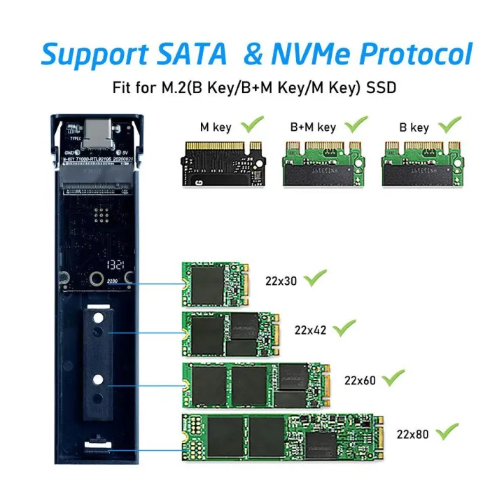 m2-ssd-case-nvme-enclosure-m-2-to-usb-type-c-3-1-ssd-adapter-for-dual-nvme-pcie-ngff-sata-mb-key-case-ssd