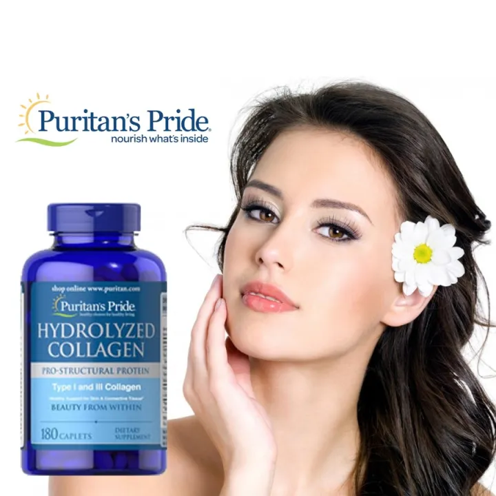 PURITAN'S PRIDE COLLAGEN HYDROLYZED 1000 mg 180 caplets SKIN ANTI AGING ...