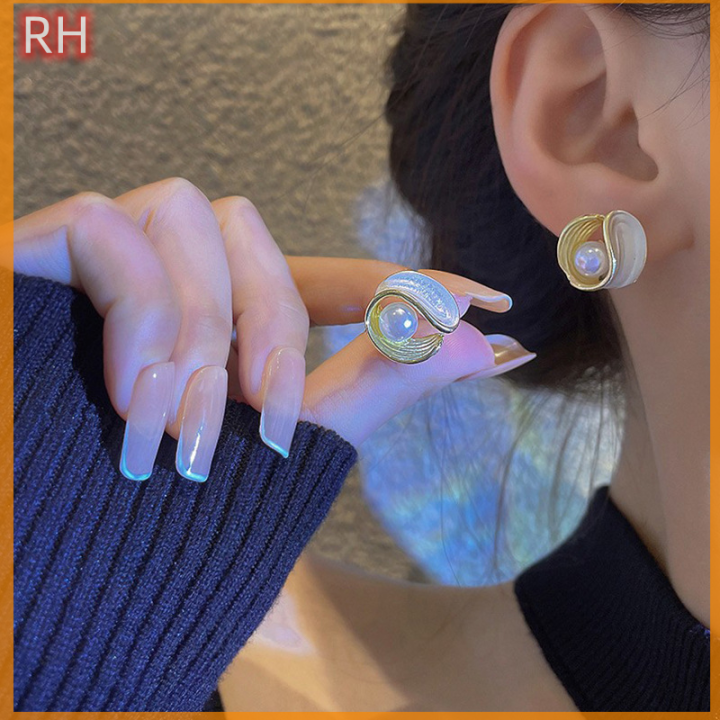 ranghe-ต่างหูมุกผู้หญิงหรูหราต่างหูตุ้มหู-mode-korea-เรขาคณิตแบบบาโรกเครื่องประดับต่างหูตุ้มหูงานแต่งงาน