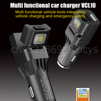 NITECORE VCL10ไฟฉาย LED Car Charger QC3.0รถชาร์จไฟเตือนสีแดงไฟฉุกเฉิน Break Window เครื่องมือกลางแจ้ง