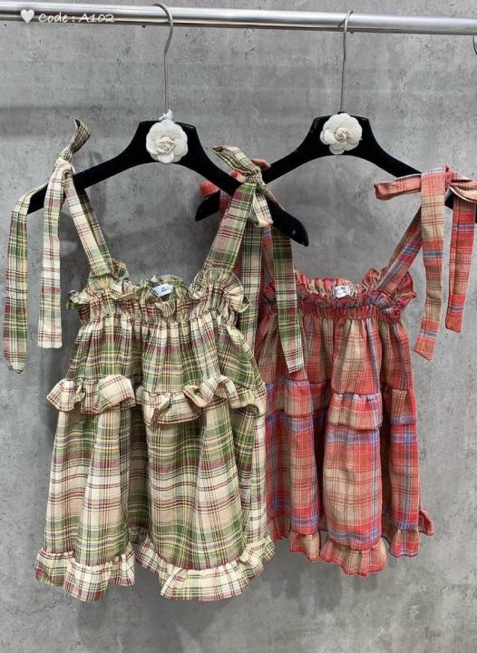 Áo hai dây nữ babydoll cột dây form rộng vải kate xô CARO hồng ...