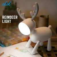 ℗✲▨ OKOK Desk Lamp Table Light Christmas Decoration Cute Reindeer USB rechargeable Nursery Night Light for Kids Birthday Gif