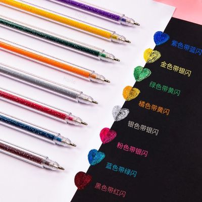 【cw】 Haile 8pcs/Set 1.0mm Glitter Color Highlighters Gel Pens Painting Scrapbook Album School Stationery