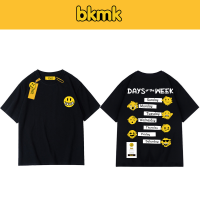 BKMK เสื้อแขนสั้นฤดูร้อนเสื้อยืดมียี่ห้อคู่รักแนวไฮสตรีทแบรนด์แฟชั่นชายแนวยุโรปและอเมริกา