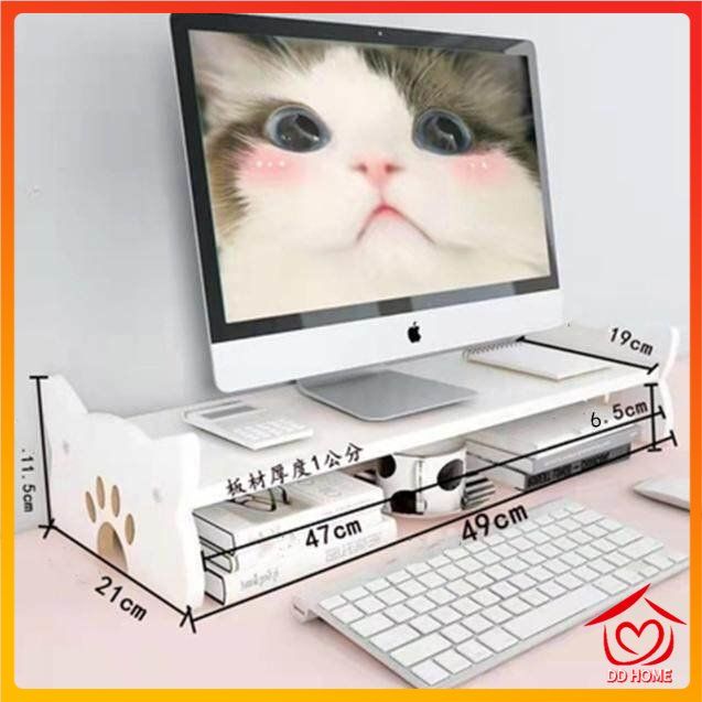 ชั้นวางหน้าจอคอมพิวเตอร์-แข็งแรงพร้อมที่เก็บของ-ชั้นจัดเก็บโต๊ะ-วางจอคอมพิวเตอร์รูปแบบแมวน่ารัก-d688