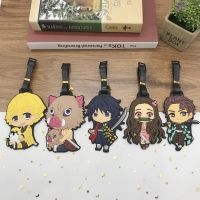 【DT】 hot  Travel Accessories Cartoon Demon Slayer Luggage Tag Silica Gel Suitcase ID Addres Holder Baggage Boarding Tag Portable Label